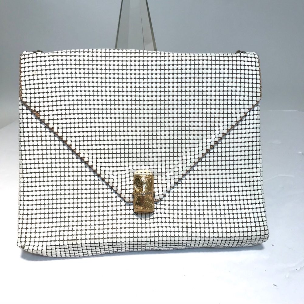 WHITING & DAVIS WHITE METAL MESH PURSE VINTAGE